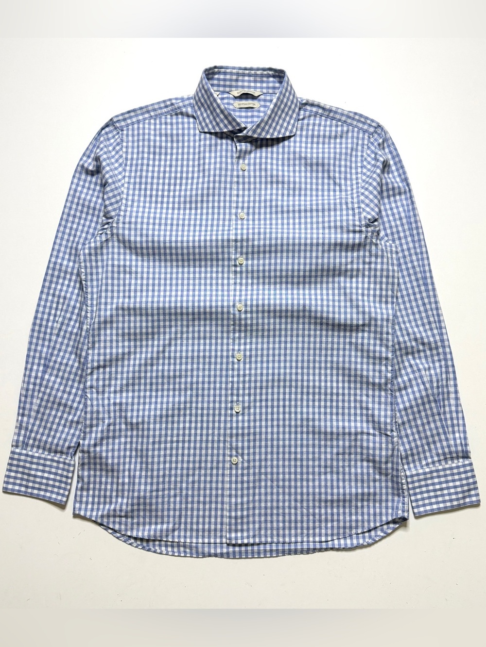 Suitsupply Blue Gingham Long Sleeve Buttonup Shirt Mens 41/16 Medium Large
